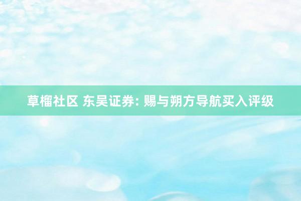 草榴社区 东吴证券: 赐与朔方导航买入评级